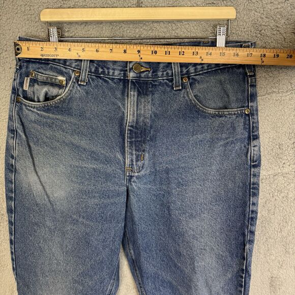 Carhartt Jeans Mens 36x30 Blue Denim Straight Leg Light Wash Work Wear B18 DST - Picture 3 of 10